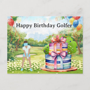 Golf-kvinnan spelar golf Birthday golfer Card Vykort