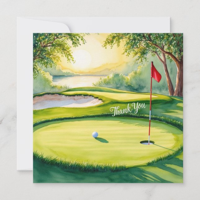 Golf lägger grönt med Tack ord Kort (Framsida)
