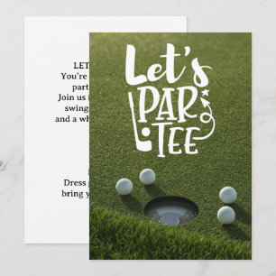Golf lämnar par tee golfboll på grönt gräs inbjudningar