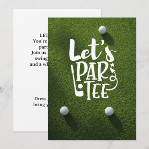 Golf lämnar par tee golfboll på grönt gräs inbjudningar