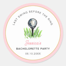 Golf "Last swing before ring" Bachelorette Runt Klistermärke