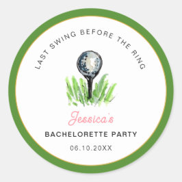 Golf "Last swing Before the ring" Bachelorette Runt Klistermärke