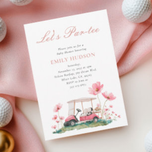 Golf Låt oss Par-tee Blommig Baby Shower Inbjudningar