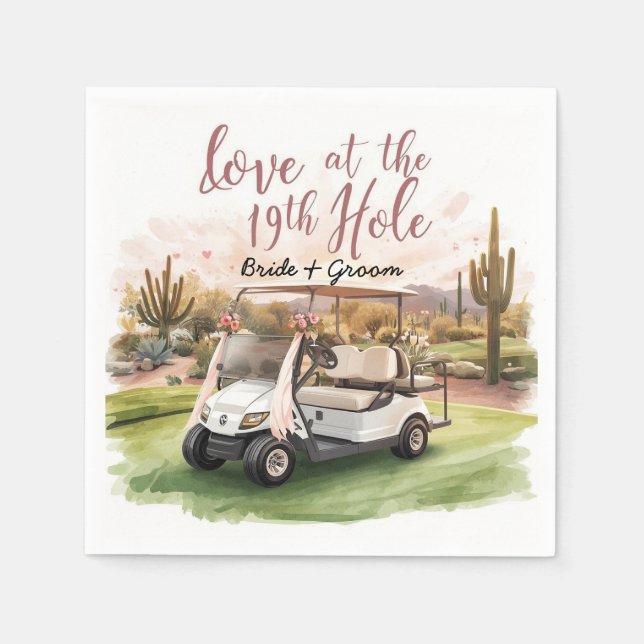Golf Låt Oss Par-Tee! Golfbröllop i Arizona Pappersservett (Framsidan)