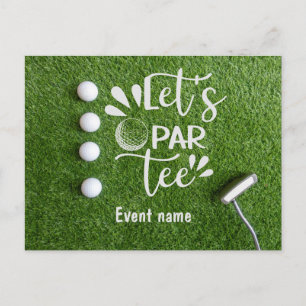 Golf Låt oss Par Tee Golfer Party på grönt gräs Vykort