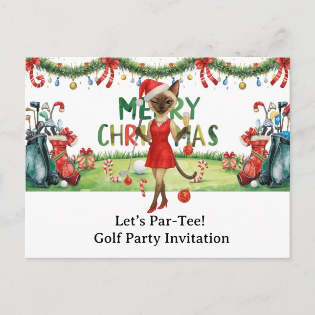 Golf Låt oss Par Tee jul Party för Golfer Vykort (Framsida)