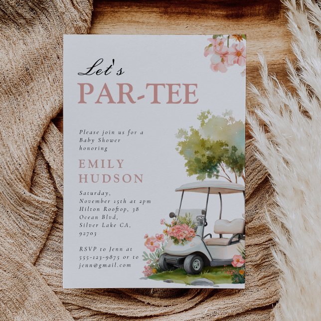 Golf Låt oss Par-tee Tjej Baby Shower Inbjudningar (Skapare uppladdad)