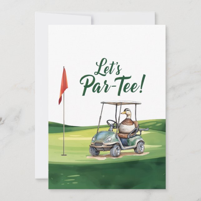 Golf Låt oss para tee med golf flagga på grönt Inbjudningar (Framsida)
