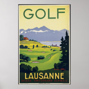 Golf Lausanne Vintage resor Poster Ad Retro-utskri