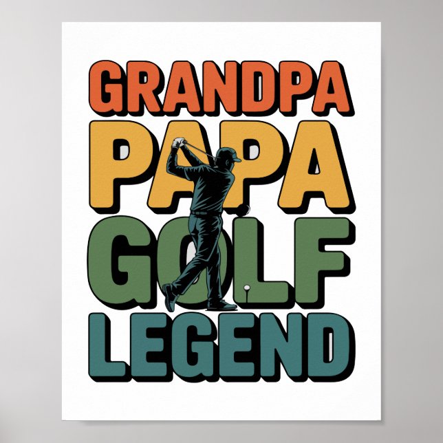 Golf Legend Grandpa Pappa Poster (Framsidan)