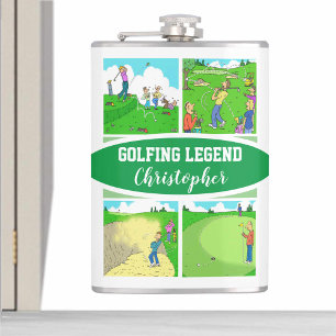 Golf Legend med 4 Tecknader Golf Fickplunta