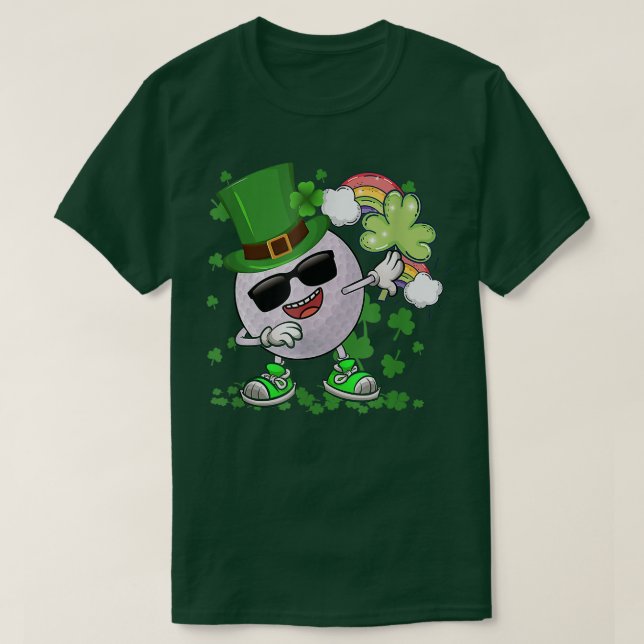 Golf Leprechaun Dabbing Around Shamrocks Guld St P T Shirt (Design framsida)