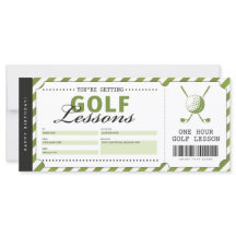 Golf Lesson Gift Biljett Voucher Certificate