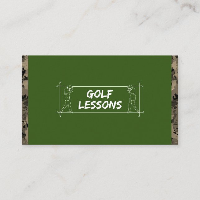 Golf Lessons Teacher Instruktor Coach Camouflage Visitkort (Framsida)