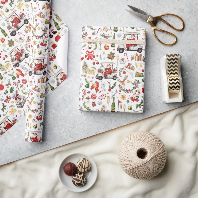 Golf ”Let’s Par-Tee” Julfestmönster Presentpapper (Hantverk)