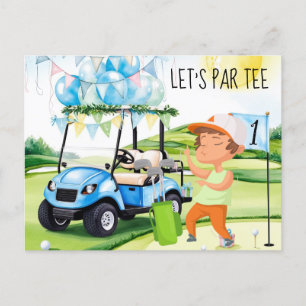 Golf Let's Par Golfer vid flagga på grönt Vykort