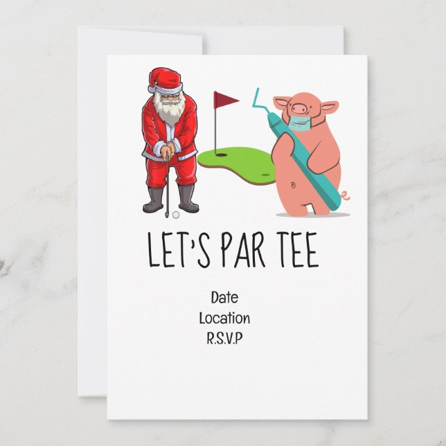 Golf Let's Par-julen party för dentist Inbjudningar (Framsida)