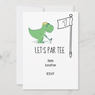 Golf Let's Par T 1:a födelsedagen Dinosaur golfing Inbjudningar