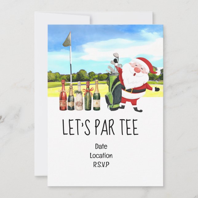 Golf Let's Par T Jul party för Golfer Inbjudningar (Framsida)