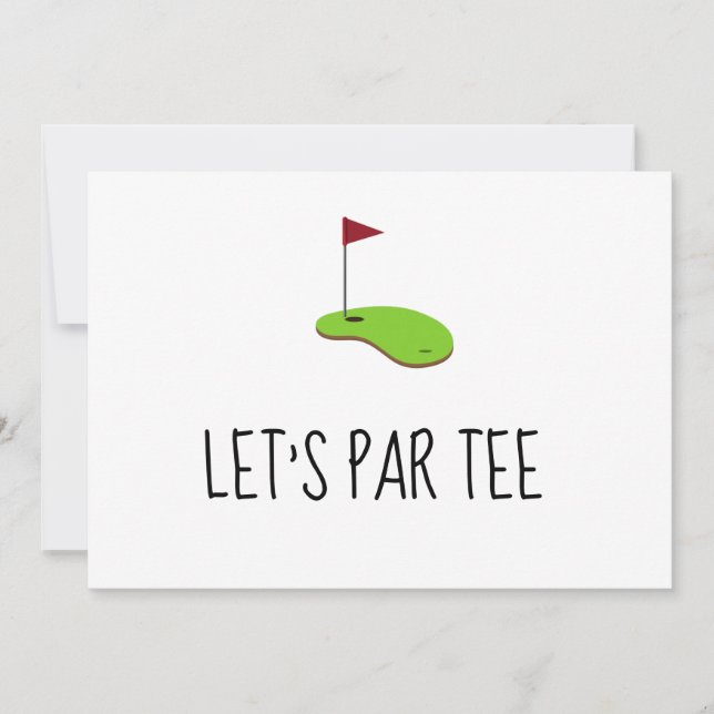 Golf Let's Par T med golf flagga på grönt Inbjudningar (Framsida)
