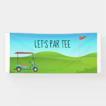 Golf Let's Par-T med golf-flagga på grönt vit