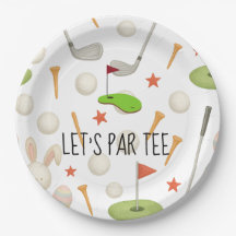 Golf Let's Par-T med golf-flagga på grönt vit