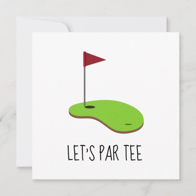 Golf Let's Par-T med golf-flagga på grönt vit Inbjudningar (Framsida)