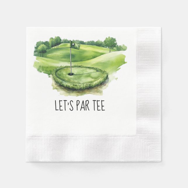 Golf Let's Par-T med golf-flagga på grönt vit Pappersservett (Framsidan)