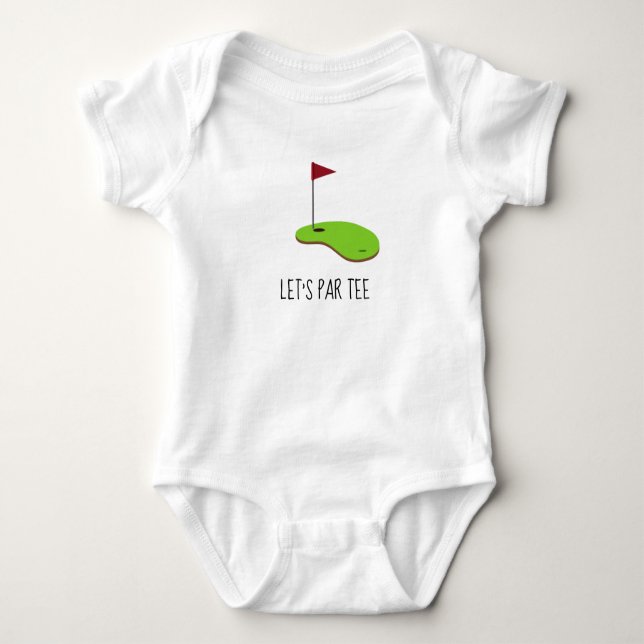 Golf Let's Par-T med golf-flagga på grönt vit T Shirt (Framsida)