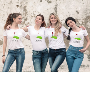 Golf Let's Par-T med golf-flagga på grönt vit T Shirt