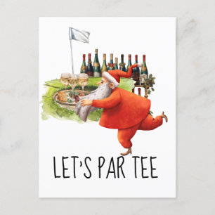 Golf Let's Par-T med golf flagga på grönt Vykort