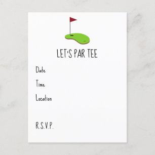Golf Let's Par-T med golf flagga på grönt Vykort