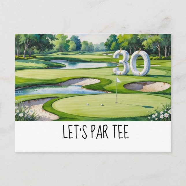 Golf Let's Par tee 30-årsfest för golfare fest Vykort (Framsida)