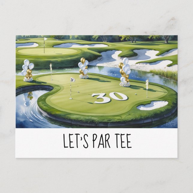 Golf Let's Par tee 30-årsfest för golfarfest Vykort (Framsida)