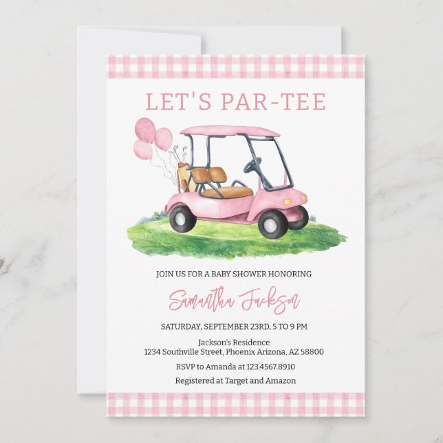 Golf Let's Par-tee Baby Shower Invitation Inbjudningar (Framsida)