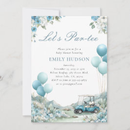 Golf Let's Par-tee Blå Baby Shower Inbjudningar