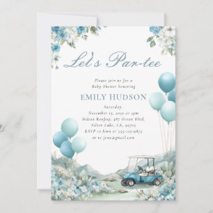 Golf Let's Par-tee Blå Baby Shower Inbjudningar