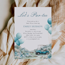 Golf Let's Par-tee Blå Baby Shower Inbjudningar