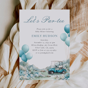 Golf Let's Par-tee Blå Baby Shower Inbjudningar