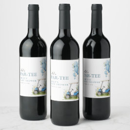 Golf Let's Par-tee Boy Baby Shower Vinflaska Etikett