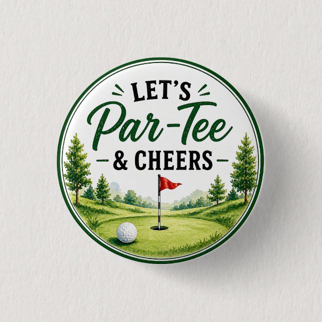 Golf Let's Par Tee & Cheers för golfare Party Knapp (Framsida)