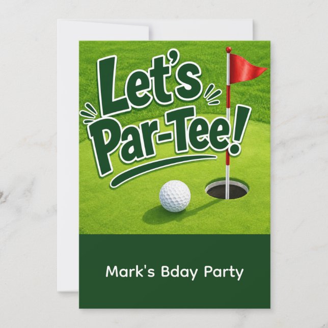 Golf Let's Par-Tee-fest på Putting Green Inbjudningar (Framsida)