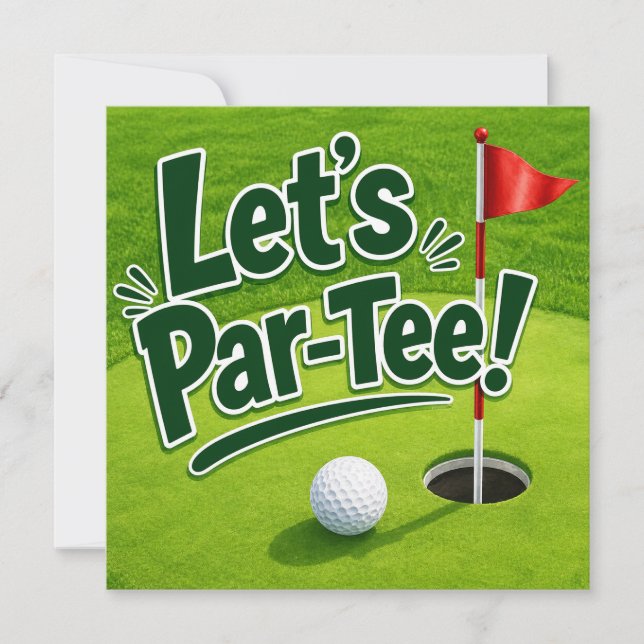 Golf Let's Par-Tee-fest på Putting Green Inbjudningar (Framsida)