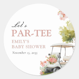 Golf Let's Par-tee Flicka Bebis Shower Runt Klistermärke