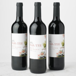 Golf Let's Par-tee Girl Baby Shower Vinflaska Etikett