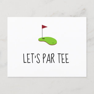 Golf Let's Par tee med golf flagga på grön inbjuda Vykort