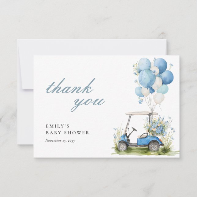 Golf Let's Par-tee Pojke Baby Shower Tack Kort (Framsida)