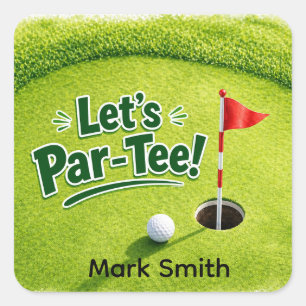 Golf Let's Par-Tee Putting Green-fest Fyrkantigt Klistermärke