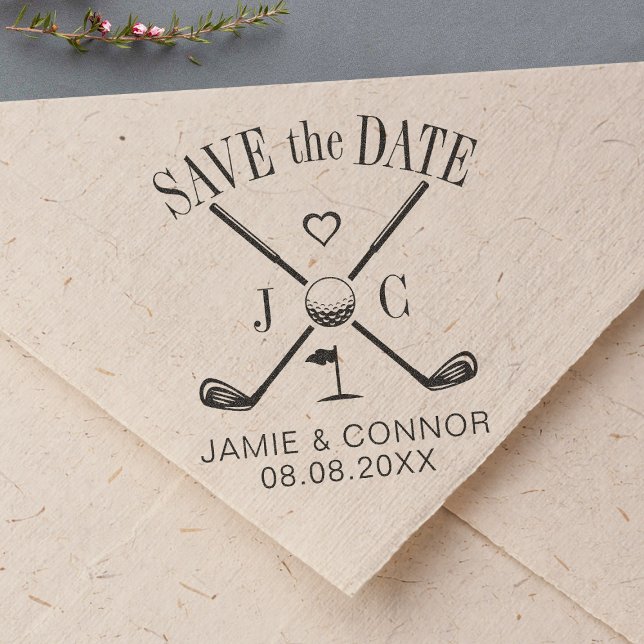 Golf Let's Par-Tee Wedding Save the Date Självfärgande Stämpel (Skapare uppladdad)