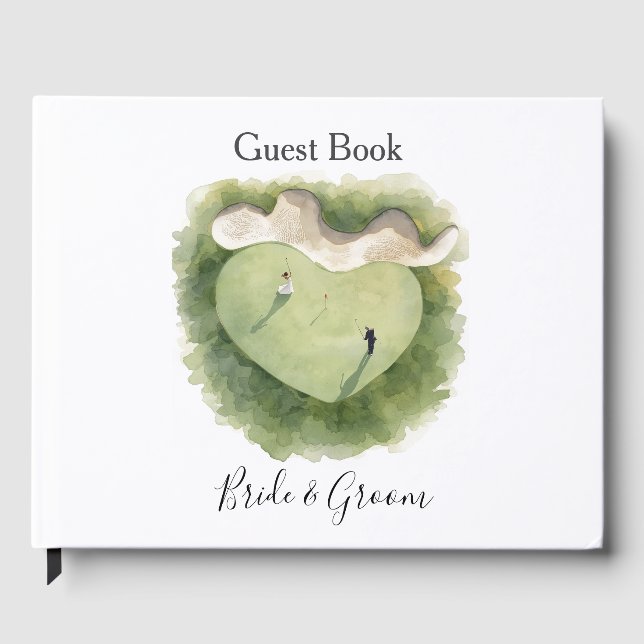 Golf Let's Par tee with Bride and Groom Wedding  Gästböcker (Framsida)